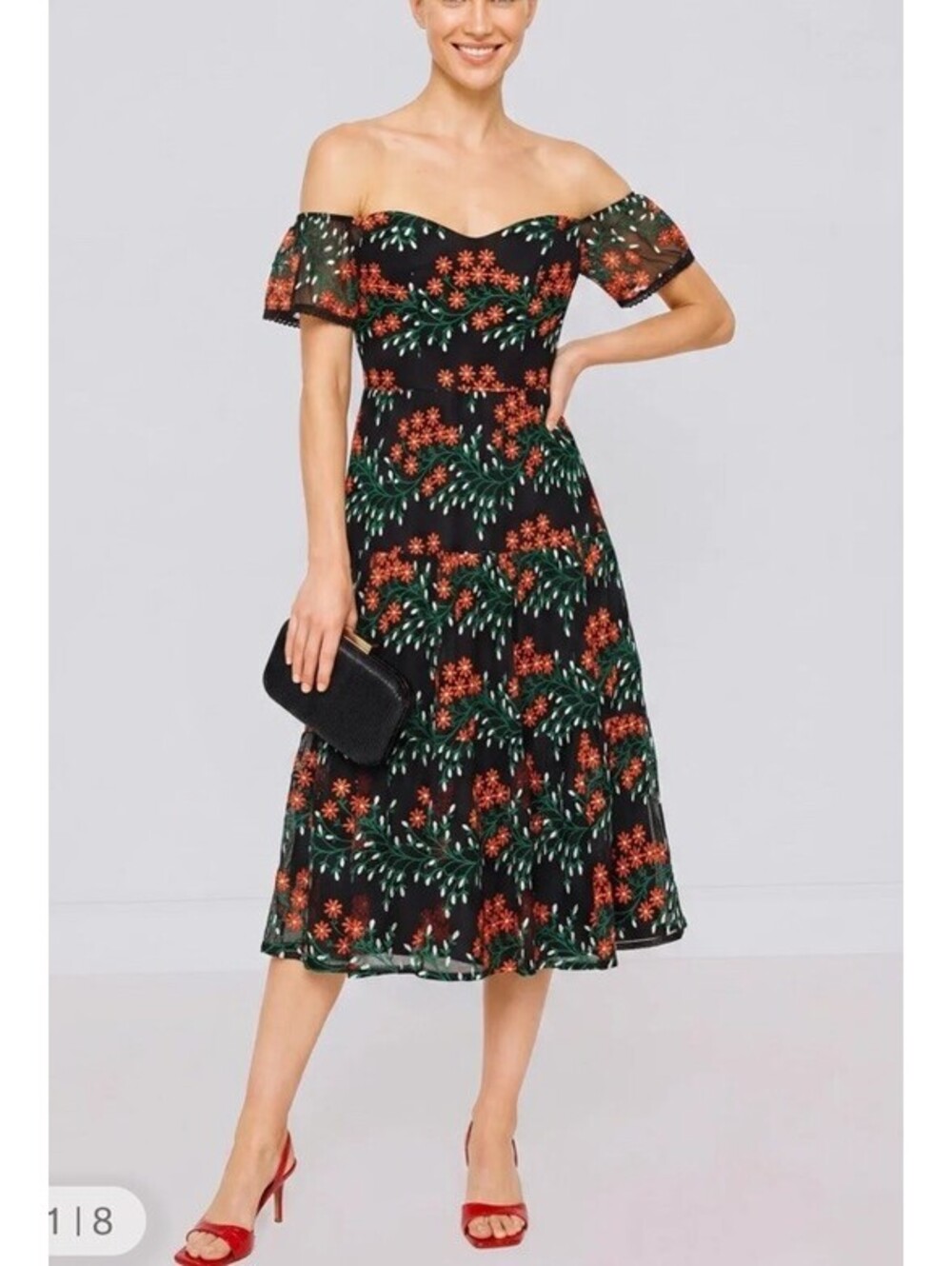 Dress The Population River Dress Embroidered Floral Midi Size M Retail $298
